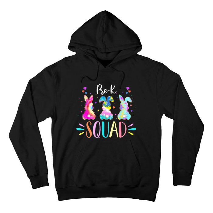 Cute Bunnies Pre-k Teacher Squad Easter Day Tie Dye Hoodie