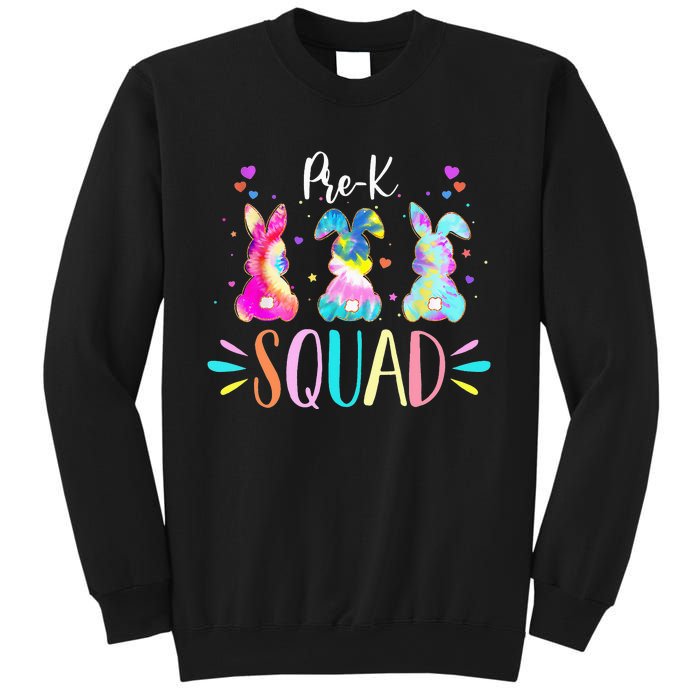 Cute Bunnies Pre-k Teacher Squad Easter Day Tie Dye Sweatshirt