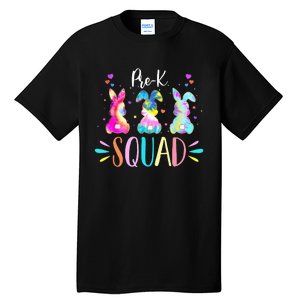 Cute Bunnies Pre-k Teacher Squad Easter Day Tie Dye Tall T-Shirt