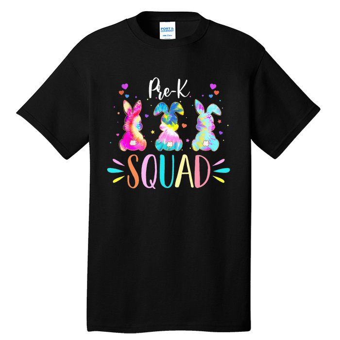 Cute Bunnies Pre-k Teacher Squad Easter Day Tie Dye Tall T-Shirt