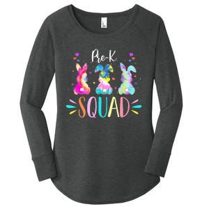 Cute Bunnies Pre-k Teacher Squad Easter Day Tie Dye Women's Perfect Tri Tunic Long Sleeve Shirt