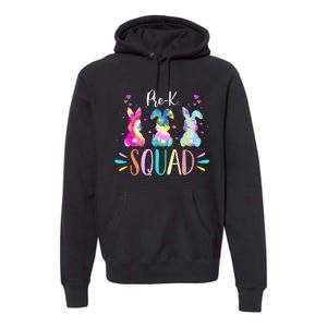 Cute Bunnies Pre-k Teacher Squad Easter Day Tie Dye Premium Hoodie