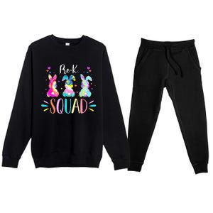 Cute Bunnies Pre-k Teacher Squad Easter Day Tie Dye Premium Crewneck Sweatsuit Set