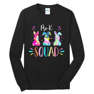 Cute Bunnies Pre-k Teacher Squad Easter Day Tie Dye Tall Long Sleeve T-Shirt