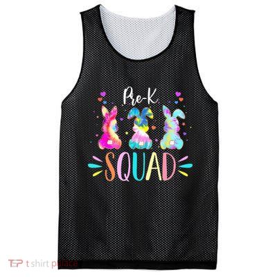 Cute Bunnies Pre-k Teacher Squad Easter Day Tie Dye Mesh Reversible Basketball Jersey Tank