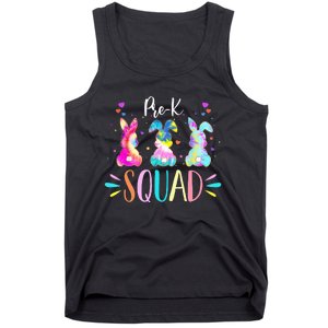 Cute Bunnies Pre-k Teacher Squad Easter Day Tie Dye Tank Top