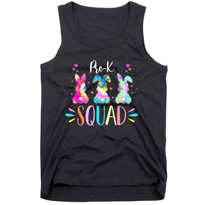 Cute Bunnies Pre-k Teacher Squad Easter Day Tie Dye Tank Top