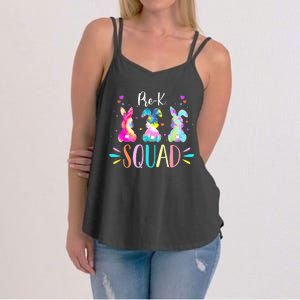 Cute Bunnies Pre-k Teacher Squad Easter Day Tie Dye Women's Strappy Tank