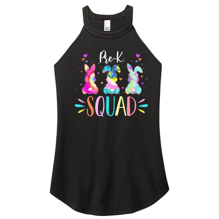 Cute Bunnies Pre-k Teacher Squad Easter Day Tie Dye Women's Perfect Tri Rocker Tank