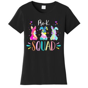 Cute Bunnies Pre-k Teacher Squad Easter Day Tie Dye Women's T-Shirt