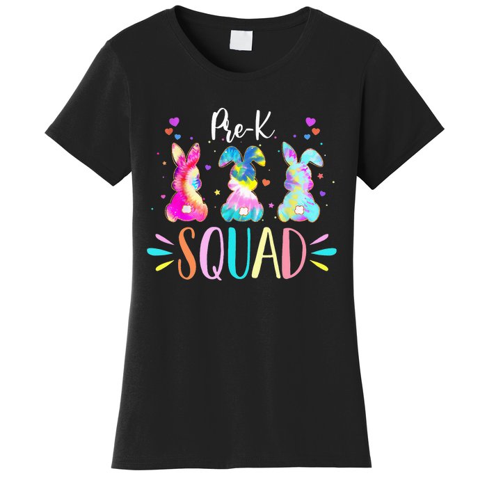 Cute Bunnies Pre-k Teacher Squad Easter Day Tie Dye Women's T-Shirt