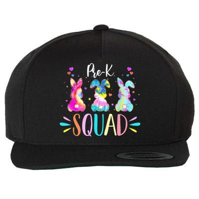Cute Bunnies Pre-k Teacher Squad Easter Day Tie Dye Wool Snapback Cap