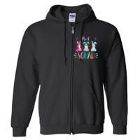 Cute Bunnies Pre-k Teacher Squad Easter Day Tie Dye Full Zip Hoodie