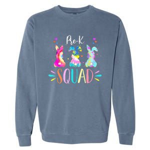 Cute Bunnies Pre-k Teacher Squad Easter Day Tie Dye Garment-Dyed Sweatshirt