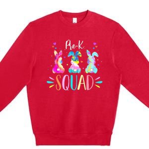 Cute Bunnies Pre-k Teacher Squad Easter Day Tie Dye Premium Crewneck Sweatshirt