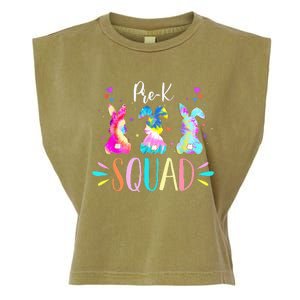 Cute Bunnies Pre-k Teacher Squad Easter Day Tie Dye Garment-Dyed Women's Muscle Tee