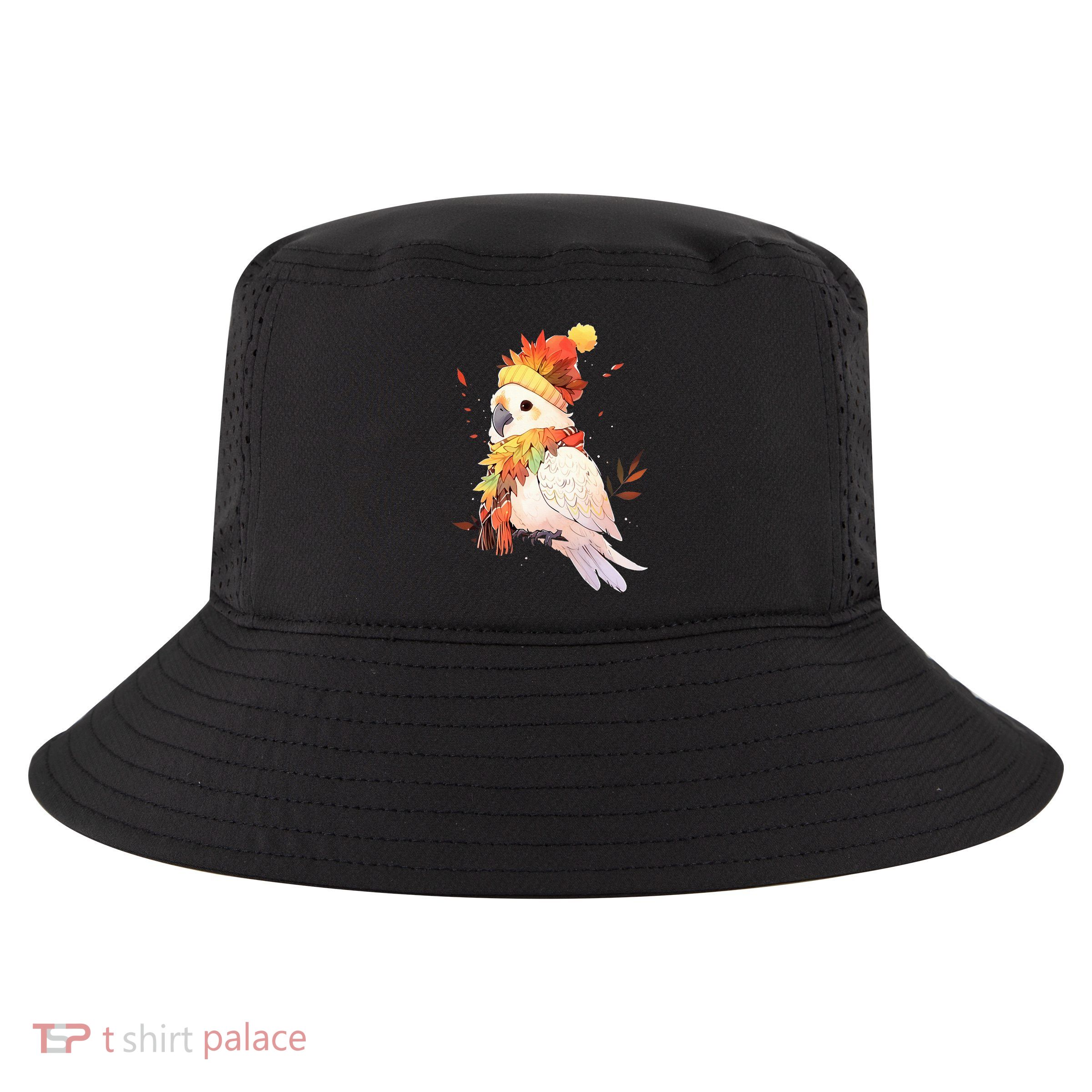 Cockatoo Bird Parrot Autumn Fall Leaves Thanksgiving Cool Comfort Performance Bucket Hat