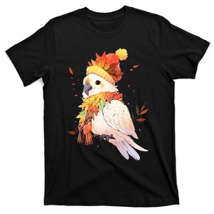 Cockatoo Bird Parrot Autumn Fall Leaves Thanksgiving T-Shirt