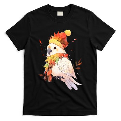 Cockatoo Bird Parrot Autumn Fall Leaves Thanksgiving T-Shirt
