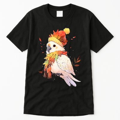 Cockatoo Bird Parrot Autumn Fall Leaves Thanksgiving Tall T-Shirt