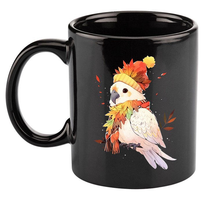 Cockatoo Bird Parrot Autumn Fall Leaves Thanksgiving 11oz C Handle Ceramic Mug