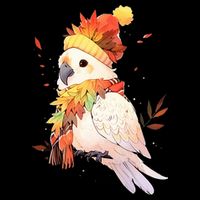 Cockatoo Bird Parrot Autumn Fall Leaves Thanksgiving 16 in Basic Backpack