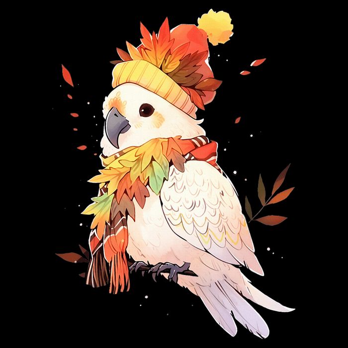 Cockatoo Bird Parrot Autumn Fall Leaves Thanksgiving 16 in Basic Backpack