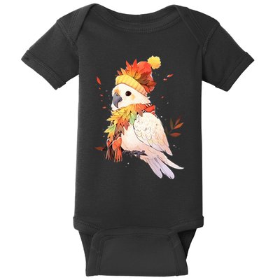Cockatoo Bird Parrot Autumn Fall Leaves Thanksgiving Baby Bodysuit