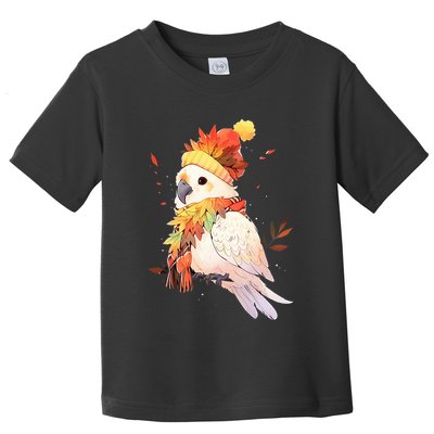 Cockatoo Bird Parrot Autumn Fall Leaves Thanksgiving Toddler T-Shirt