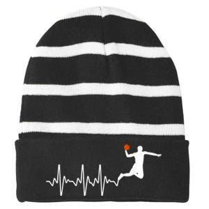 Cool Basketball Player Design For Men Women Basketball Lover Striped Beanie with Solid Band