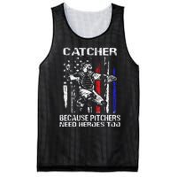 Catcher Because Pitchers Need Heroes Too Baseball Softball Mesh Reversible Basketball Jersey Tank