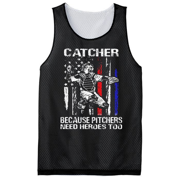 Catcher Because Pitchers Need Heroes Too Baseball Softball Mesh Reversible Basketball Jersey Tank