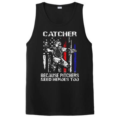 Catcher Because Pitchers Need Heroes Too Baseball Softball PosiCharge Competitor Tank