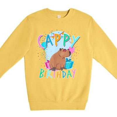 Capybara Birthday Party Capybaras For Girl And Boy Premium Crewneck Sweatshirt