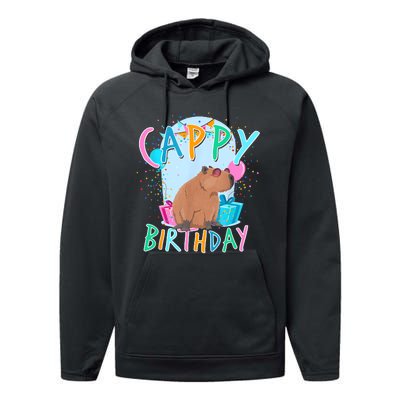 Capybara Birthday Party Capybaras For Girl And Boy Performance Fleece Hoodie