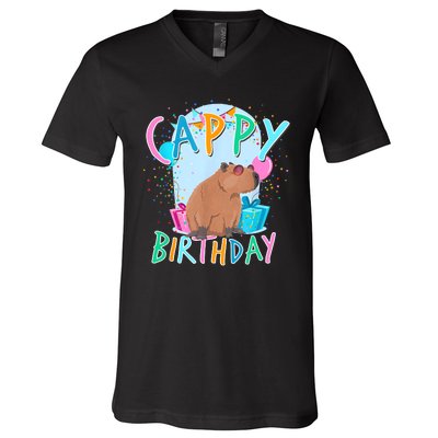 Capybara Birthday Party Capybaras For Girl And Boy V-Neck T-Shirt