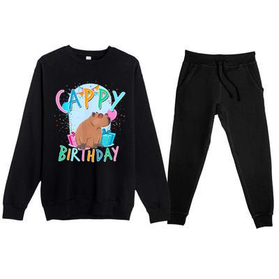 Capybara Birthday Party Capybaras For Girl And Boy Premium Crewneck Sweatsuit Set