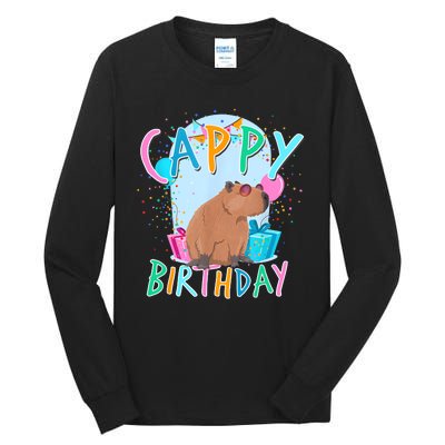 Capybara Birthday Party Capybaras For Girl And Boy Tall Long Sleeve T-Shirt