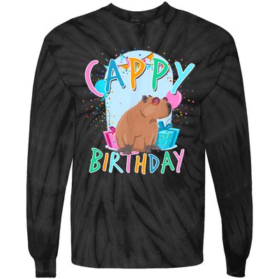 Capybara Birthday Party Capybaras For Girl And Boy Tie-Dye Long Sleeve Shirt