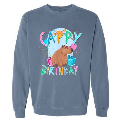 Capybara Birthday Party Capybaras For Girl And Boy Garment-Dyed Sweatshirt