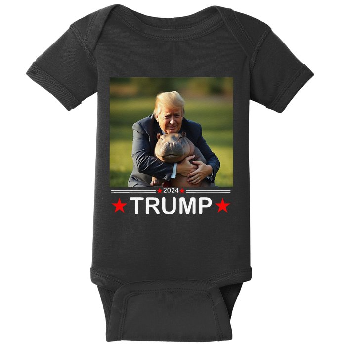 Cute Baby Pygmy Hippo Moo Deng Pets For Trump 2024 Baby Bodysuit