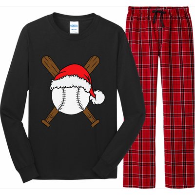 Christmas Baseball Player Santa Sports Design For Funny Long Sleeve Pajama Set