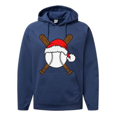 Christmas Baseball Player Santa Sports Design For Funny Performance Fleece Hoodie