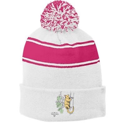 Common Brushtail Possum Trichosurus Vulpecula Engraved Stripe Pom Pom Beanie