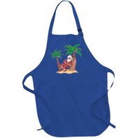 Christmas Beach Palm Tree With Xmas Lights Tropical Santa Cute Gift Full-Length Apron With Pockets