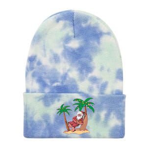 Christmas Beach Palm Tree With Xmas Lights Tropical Santa Cute Gift Tie Dye 12in Knit Beanie