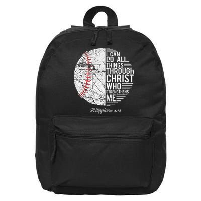 Christian Baseball Philippians Religious Gifts 16 in Basic Backpack
