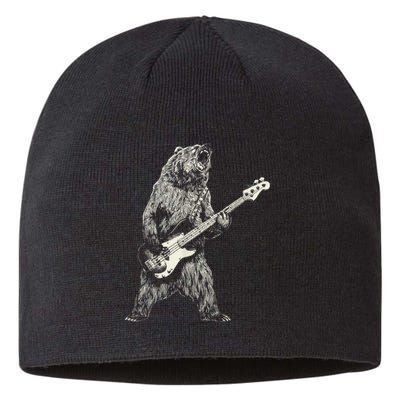 Cute Bear Playing Guitar Gift Guitar Lover Sustainable Beanie