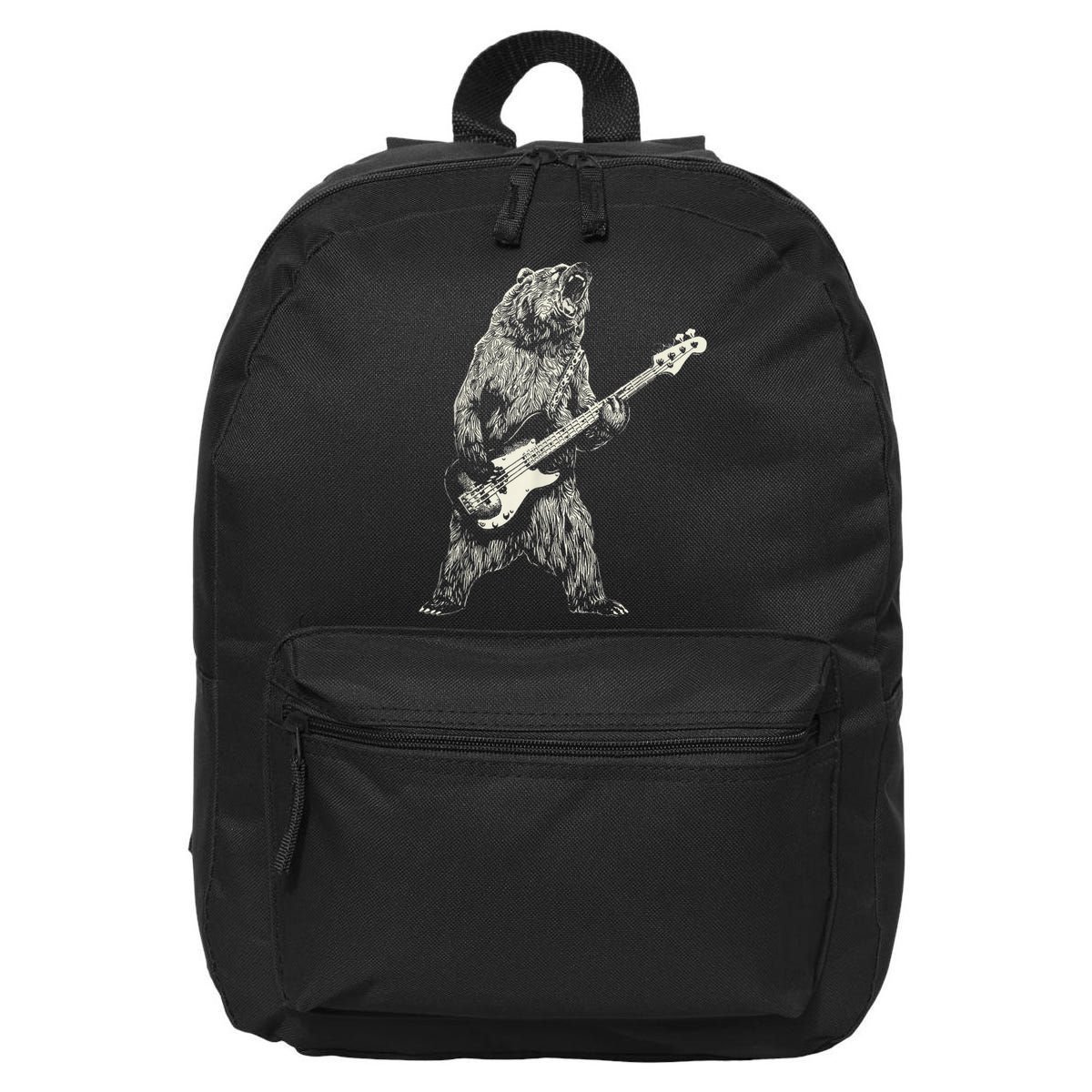 Cute Bear Playing Guitar Gift Guitar Lover 16 in Basic Backpack