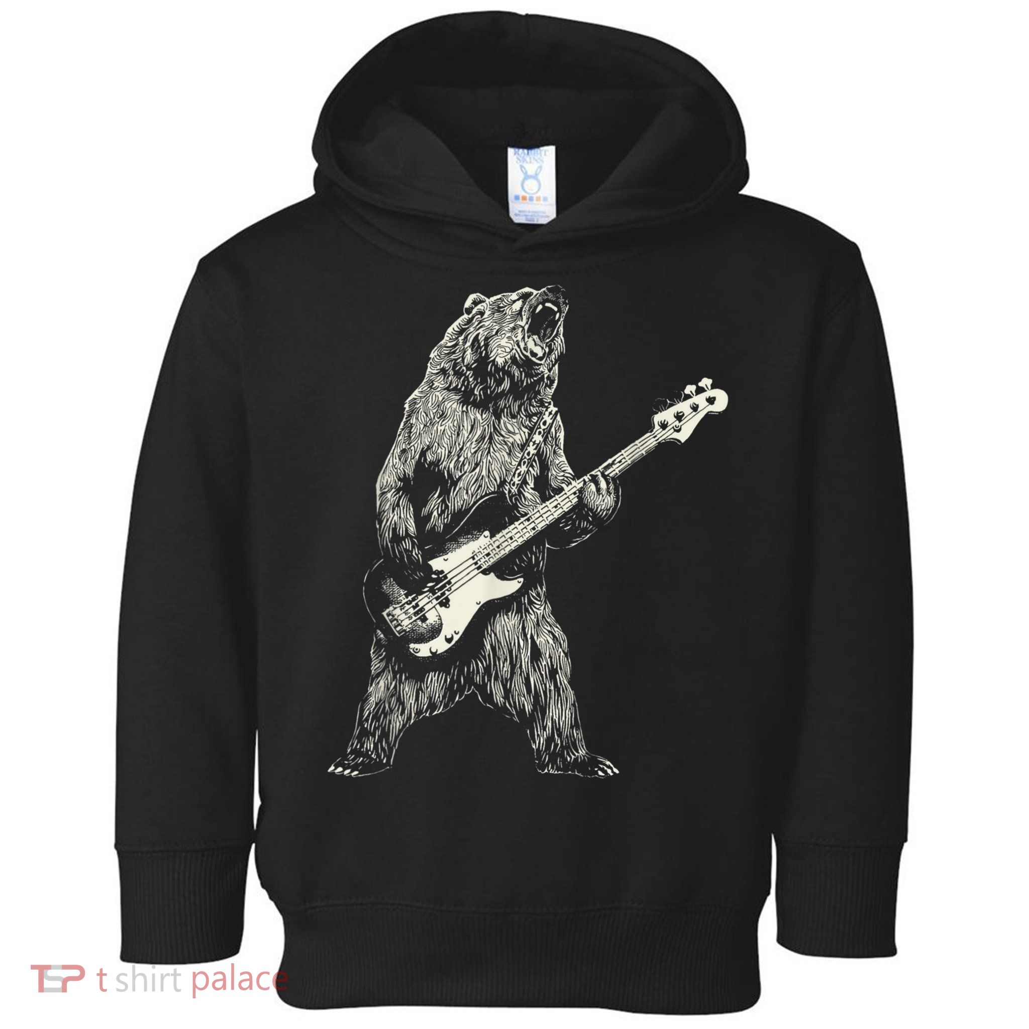 Cute Bear Playing Guitar Gift Guitar Lover Toddler Hoodie